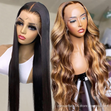 D Transparent Human Hair Full Lace Wigs , Wholesale Cuticle Aligned Brazilian Virgin Remy Human Hair HD Lace Front Wigs